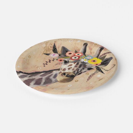 Klimt Giraffe | Krone der Blume Pappteller (Schrägansicht)