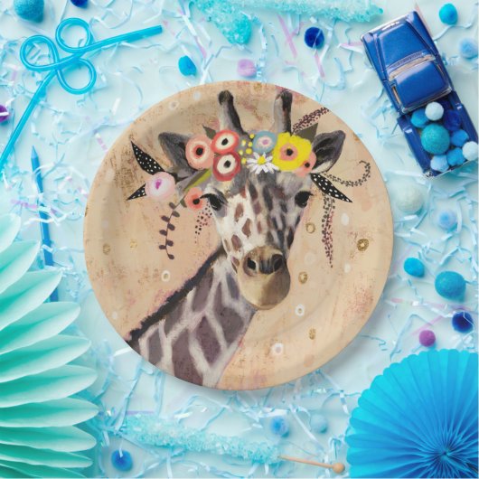 Klimt Giraffe | Krone der Blume Pappteller (Party)