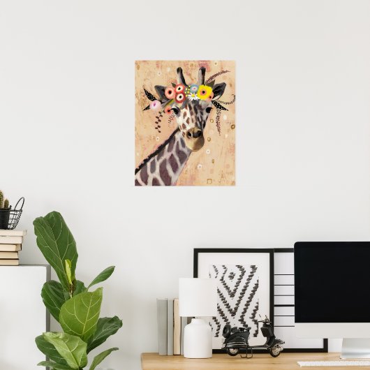 Klimt Giraffe | Krone der Blume Poster (Heimbüro)