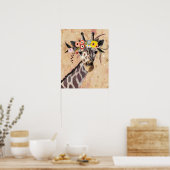 Klimt Giraffe | Krone der Blume Poster (Küche)
