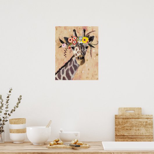 Klimt Giraffe | Krone der Blume Poster (Küche)