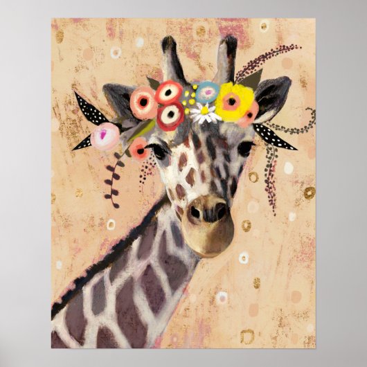 Klimt Giraffe | Krone der Blume Poster (Vorne)
