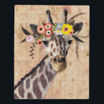 Klimt Giraffe | Krone der Blume Puzzle<br><div class="desc">Dieser Ausdruck enthält eine süße Giraffe,  die in einer Krone von Blume geschmückt ist | Von Victoria Borges. Bild-ID: 128245GG</div>