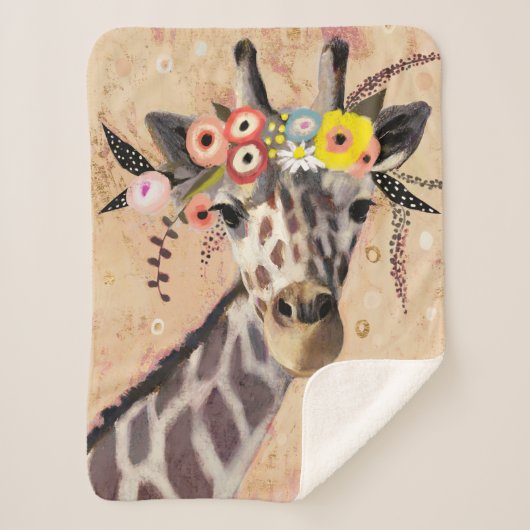 Klimt Giraffe | Krone der Blume Sherpadecke (Vorderseite)