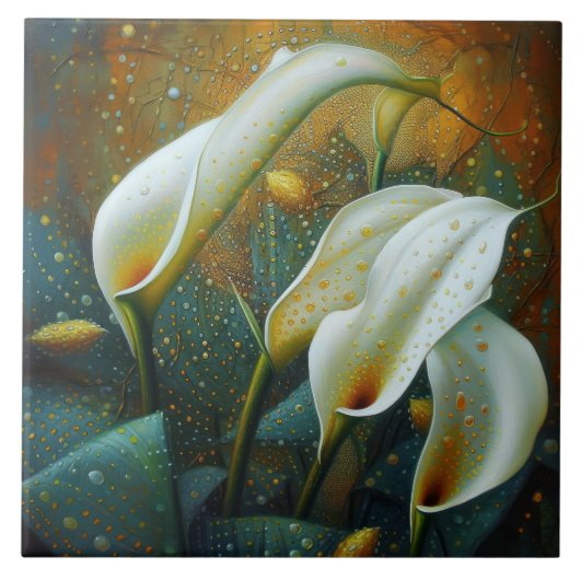 Klimt Golden Calla Lilies Splash & Spa Tamaro Fliese (Vorderseite)