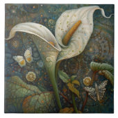 Klimt Golden Calla Lily Butterfly Art Nouveau Fliese (Vorderseite)