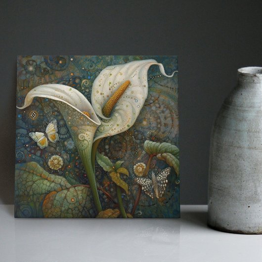 Klimt Golden Calla Lily Butterfly Art Nouveau Fliese