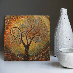 Klimt Goldener Baum des Lebens Abstrakter Jugendst Fliese