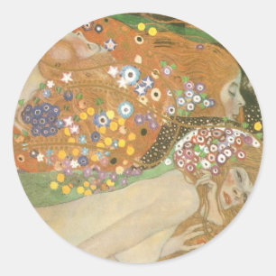 Klimt, Gustav: Wasserschlangen (Freundinnen) II Runder Aufkleber
