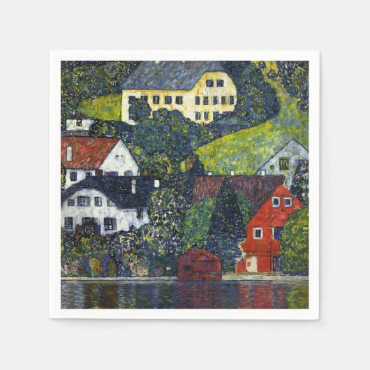 Klimt Houses at Unterach am Attersee Landschaft Serviette (Vorderseite)