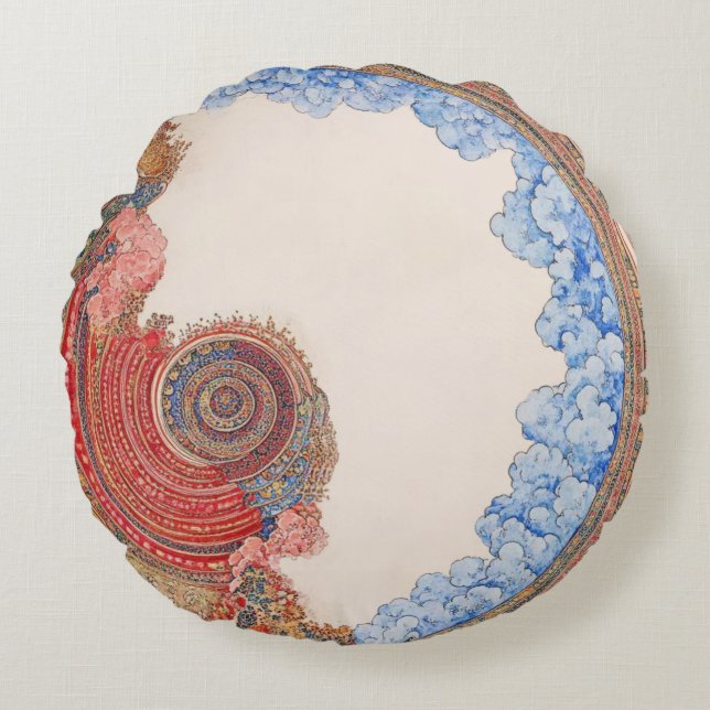 Klimt-Inspired Surreal  Rundes Kissen (Vorderseite)