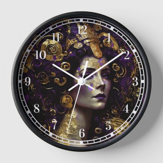 Klimt Inspiriert Königin Goddess Clock Uhr (Vorderseite)