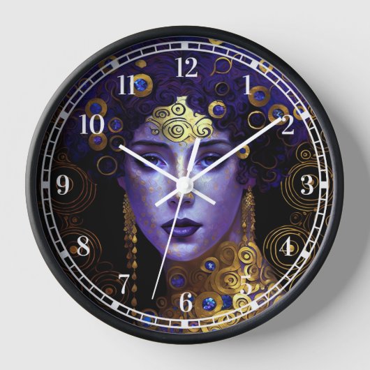 Klimt Inspiriert Königin Goddess Clock Uhr (Vorderseite)