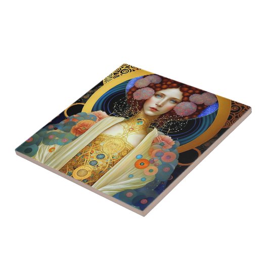 Klimt Inspiriert Königin Goddess Fantasy Art Fliese (Seite)