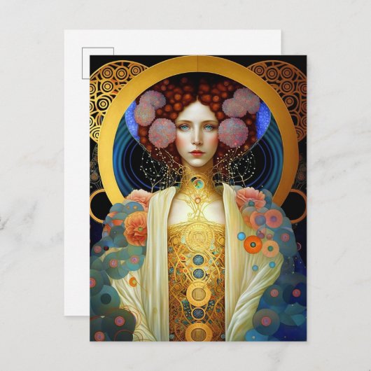 Klimt Inspiriert Königin Goddess Fantasy Art Postkarte (Vorne/Hinten)