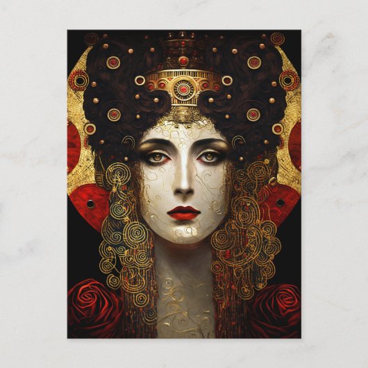 Klimt Inspiriert Königin Goddess Postkarte (Vorderseite)