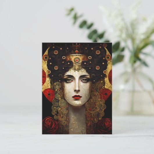 Klimt Inspiriert Königin Goddess Postkarte (Stehend Vorderseite)