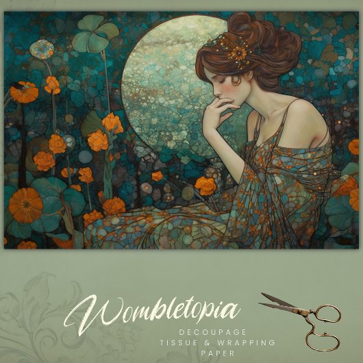 Klimt-Inspiriert Mondbrlossom Jugendstil-Dekoupage Geschenkpapier Set