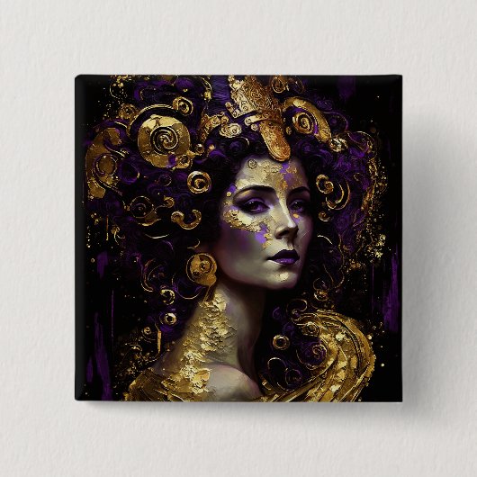 Klimt Inspiriert Queen Goddess Button (Vorderseite)