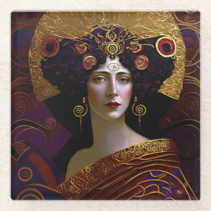 Klimt Inspiriert Queen Goddess Glass Untersetzer