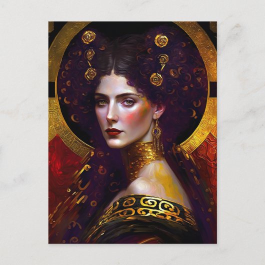 Klimt Inspiriert Queen Goddess Postcard Postkarte (Vorderseite)