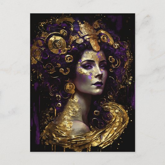 Klimt Inspiriert Queen Goddess Postcard Postkarte (Vorderseite)