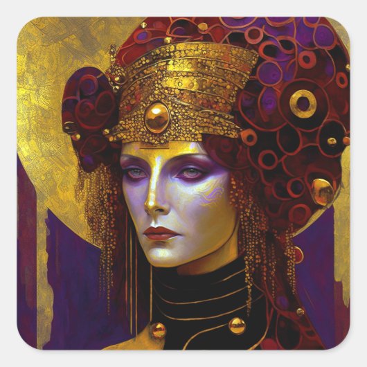 Klimt Inspirierte Queen Goddess Square Sticker (Vorderseite)