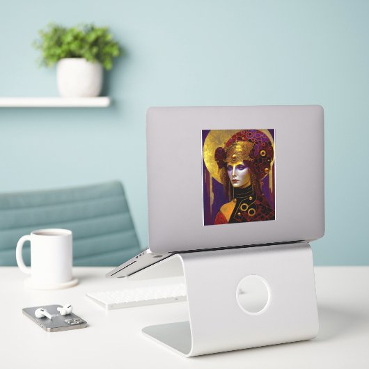 Klimt Inspirierte Queen Goddess Sticker (Laptop auf Schreibtisch)
