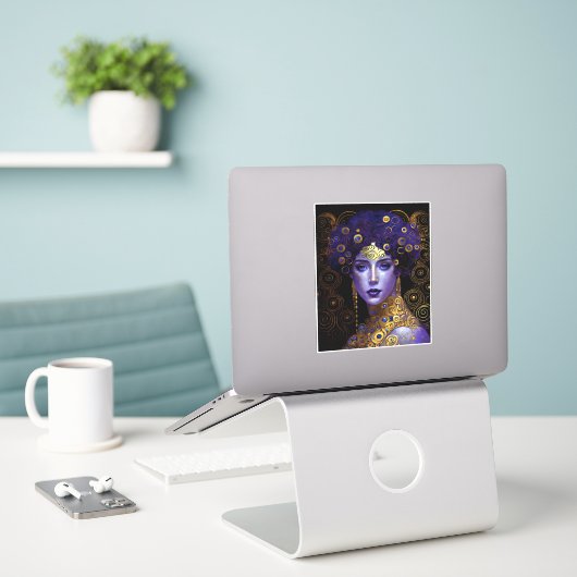 Klimt Inspirierte Queen Goddess Sticker (Laptop auf Schreibtisch)