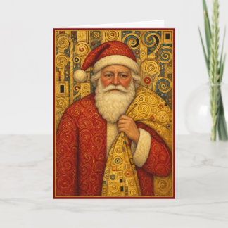 Klimt Inspirierter Weihnachtsmann Vintage Weihnach Karte