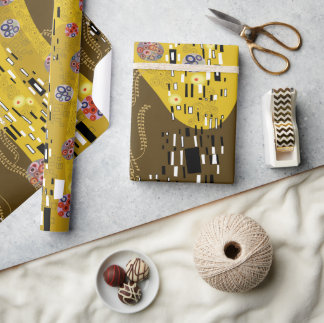 Klimt Inspiriertes Goldenes Muster Jugendstil Geschenkpapier