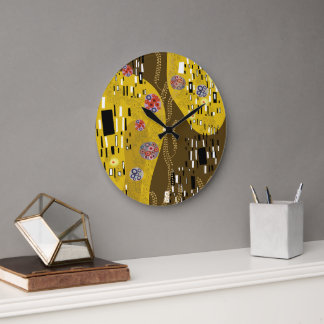 Klimt Inspiriertes Goldenes Muster Jugendstil Große Wanduhr