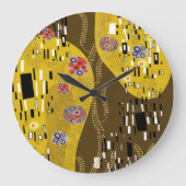 Klimt Inspiriertes Goldenes Muster Jugendstil Große Wanduhr (Vorderseite)