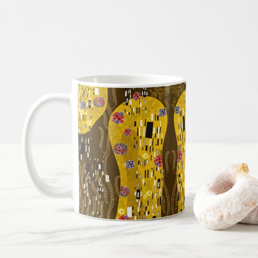 Klimt Inspiriertes Goldenes Muster Jugendstil Kaffeetasse (Mit Donut)