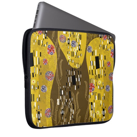 Klimt Inspiriertes Goldenes Muster Jugendstil Laptopschutzhülle (Vorne Rechts)