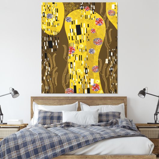 Klimt Inspiriertes Goldenes Muster Jugendstil Leinwanddruck (Insitu (Schlafzimmer))