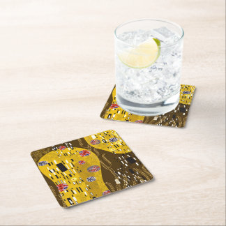 Klimt Inspiriertes Goldenes Muster Jugendstil Rechteckiger Pappuntersetzer