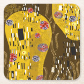 Klimt Inspiriertes Goldenes Muster Jugendstil Rechteckiger Pappuntersetzer (Vorderseite)