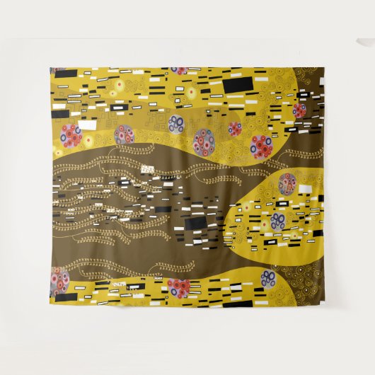 Klimt Inspiriertes Goldenes Muster Jugendstil Wandteppich (Vorderseite (Horizontal))