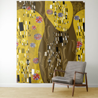 Klimt Inspiriertes Goldenes Muster Jugendstil Wandteppich