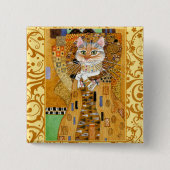 Klimt Katze in Goldquadrat pinback Button (Vorderseite)
