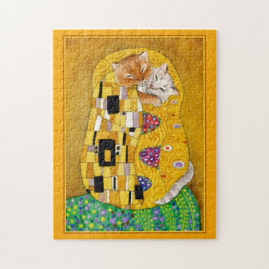 Klimt Kiss Gold Cat spoof jigsaw puzzle (Vertikal)