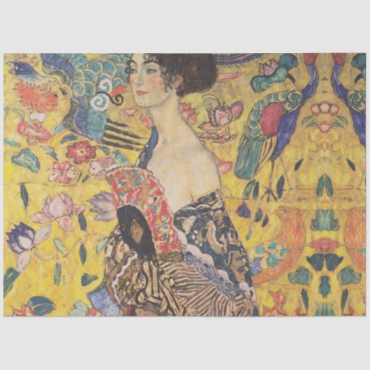 Klimt Lady mit Fan Decoupage Papier (Vorderseite)