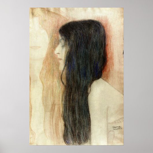 Klimt - Mädchen mit langem Haar Poster (Vorne)