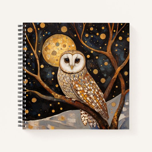 Klimt Owl Notebook/Sketchbook Notizblock (Vorderseite)