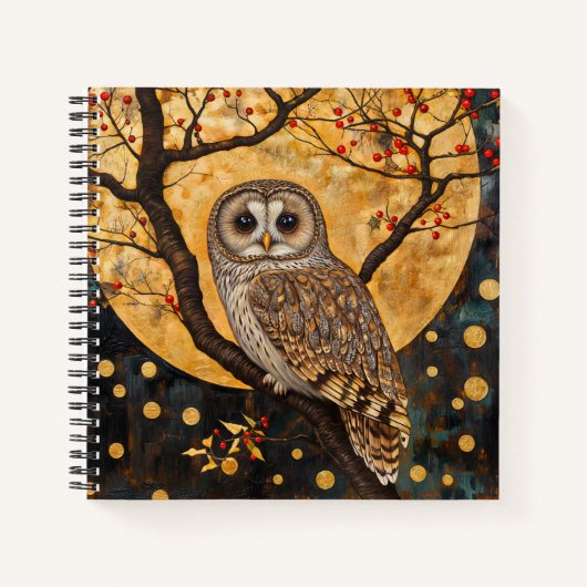 Klimt Owl Notebook/Sketchbook Notizblock (Vorderseite)