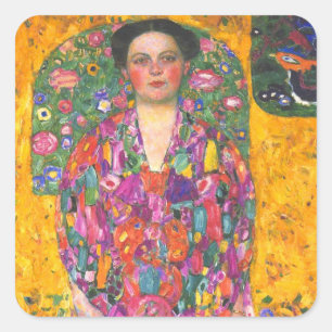Klimt Porträt von Eugenia Primavesi Quadratischer Aufkleber