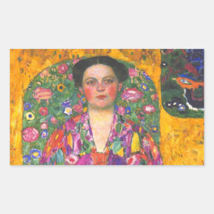 Klimt Porträt von Eugenia Primavesi Rechteckiger Aufkleber