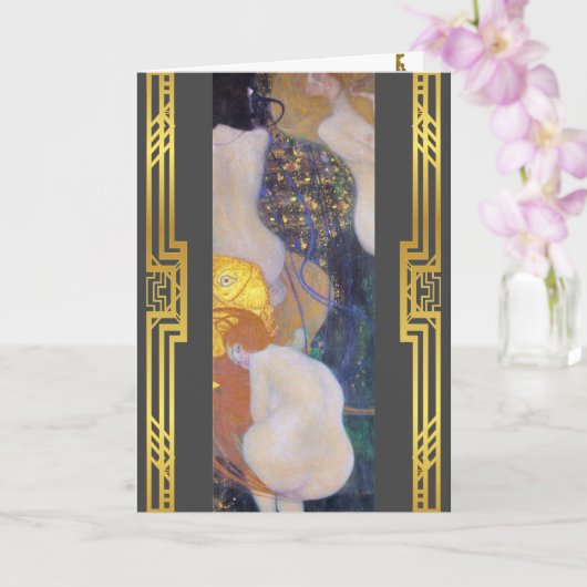 Klimt restauriert Goldfish Jugendstil-Malerei Karte (Orchidee)