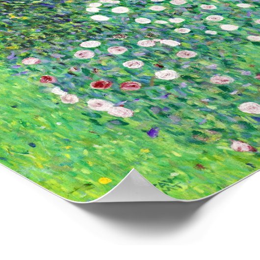 Klimt - Rosenbüsche unter den Bäumen Poster (Ecke)